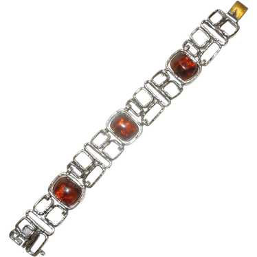 Modernist Perli Silver and Amber Bracelet