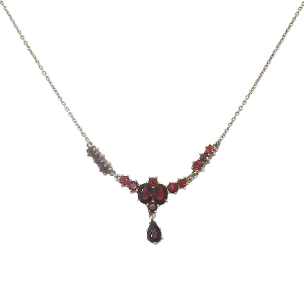 Vintage Sterling Silver and Garnet Necklace - image 1