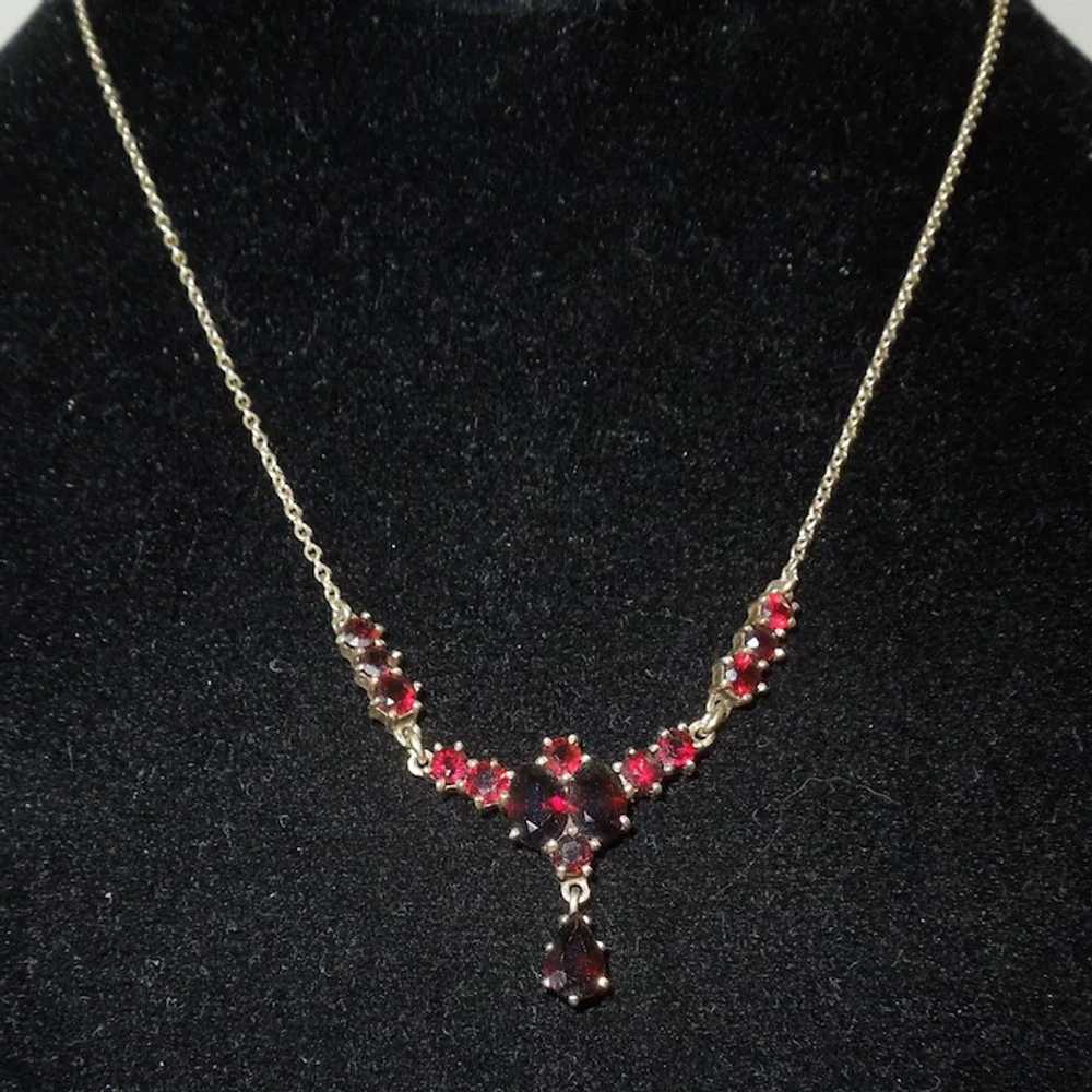 Vintage Sterling Silver and Garnet Necklace - image 3