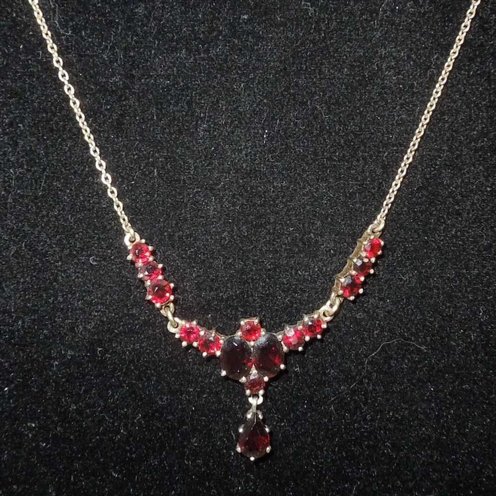 Vintage Sterling Silver and Garnet Necklace - image 4