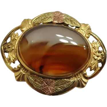 Early 20th Century Tri Colored Gold Filled Agate … - image 1