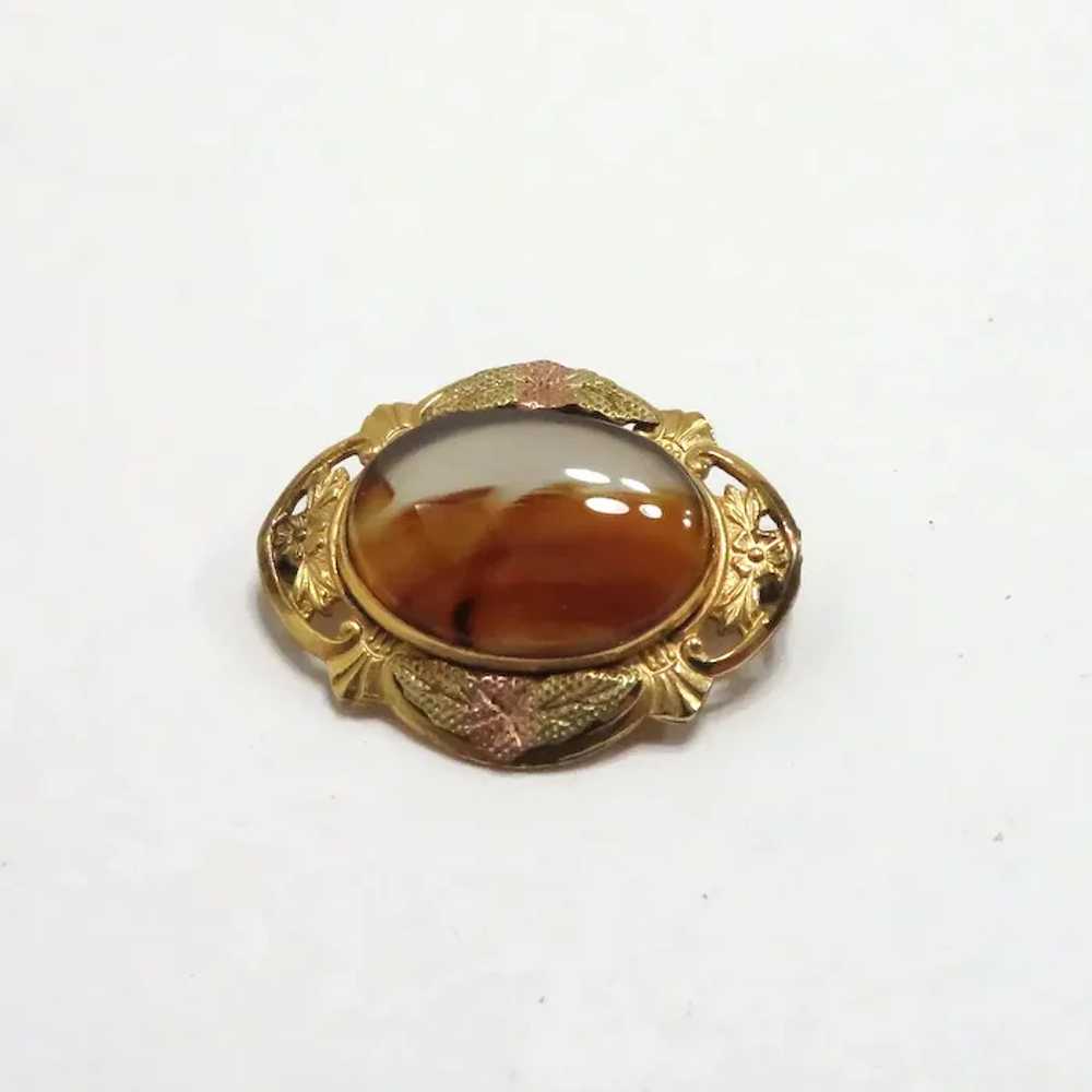 Early 20th Century Tri Colored Gold Filled Agate … - image 2