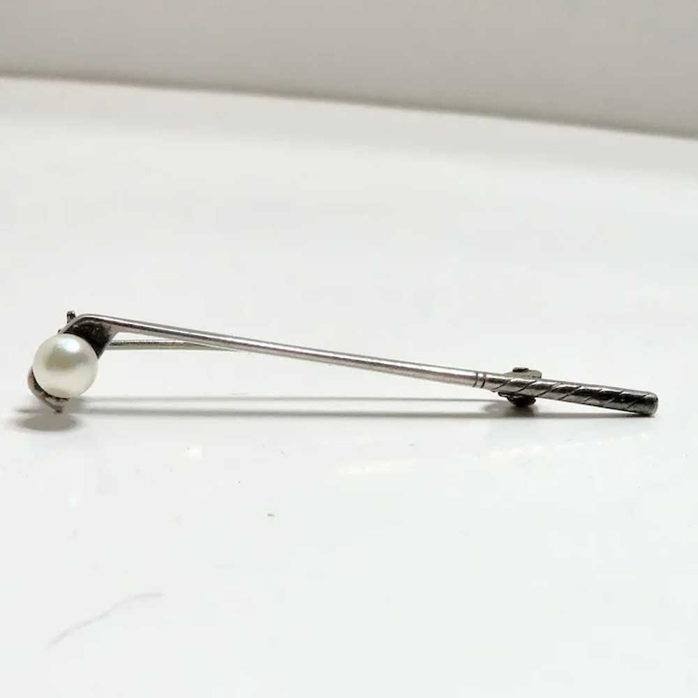 Vintage Silver Golf Club and Ball Brooch or Pin - image 2