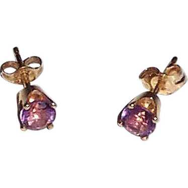 Amethyst Post Earrings in 14k Setting