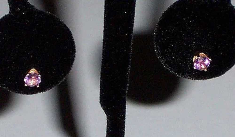 Amethyst Post Earrings in 14k Setting - image 2