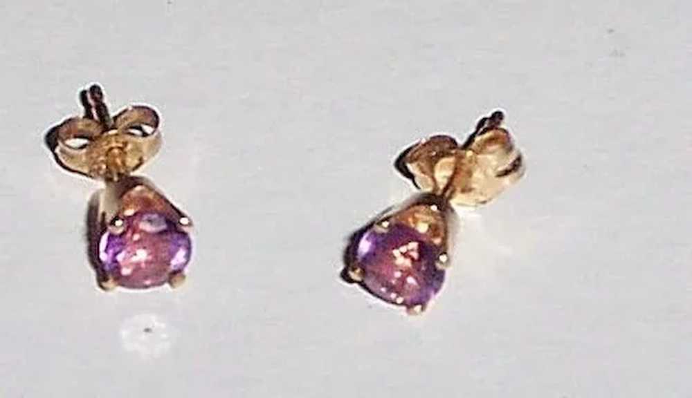 Amethyst Post Earrings in 14k Setting - image 3
