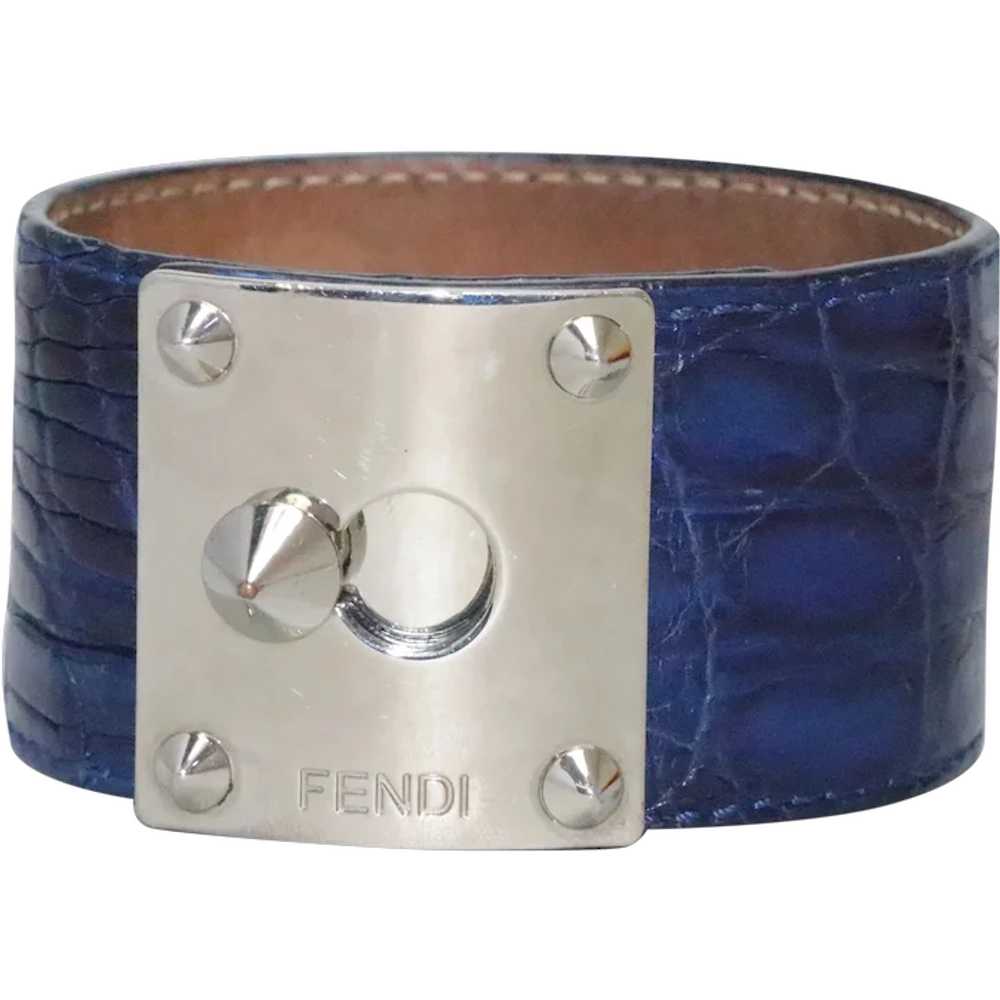 Vintage Fendi Crocodile Leather Cuff Bracelet - image 1