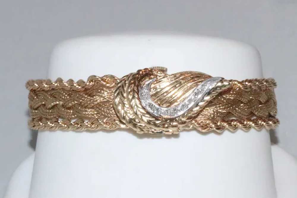 Vintage 14K Yellow Gold Threaded Rope Mesh Altair… - image 2