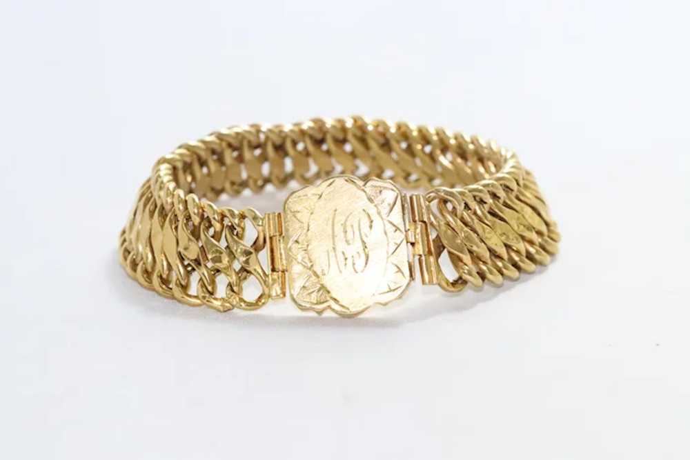 14K Yellow Gold Fancy Italian Link Bracelet - image 2