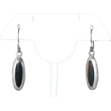 Sterling Silver Oval Onyx Earrings