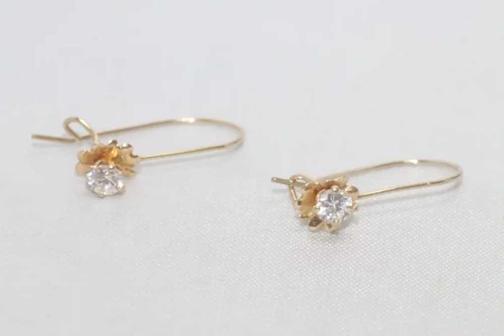 14KT Gold Cubic Zirconia Stone Earrings - image 2