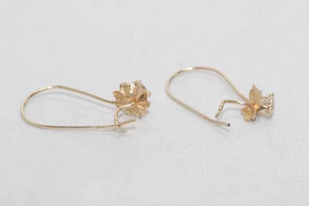 14KT Gold Cubic Zirconia Stone Earrings - image 3