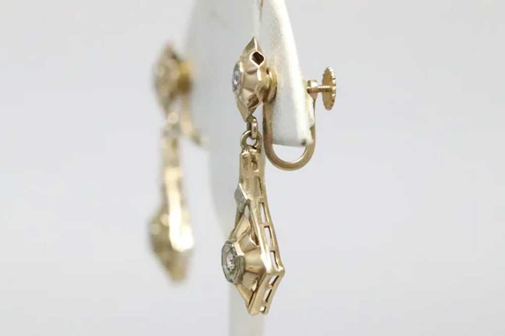Vintage 14K Gold Dangling Clip On Earrings - image 3