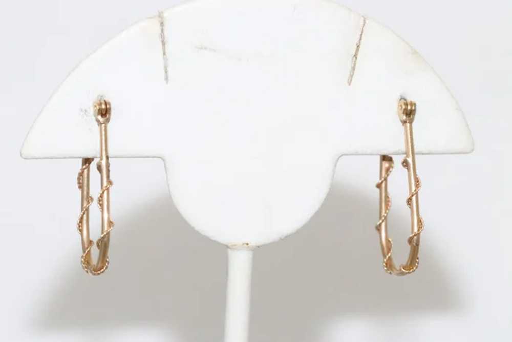 Vintage 14K Yellow Gold Rope Earrings - image 2