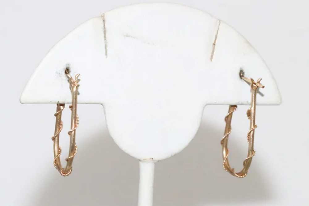 Vintage 14K Yellow Gold Rope Earrings - image 4