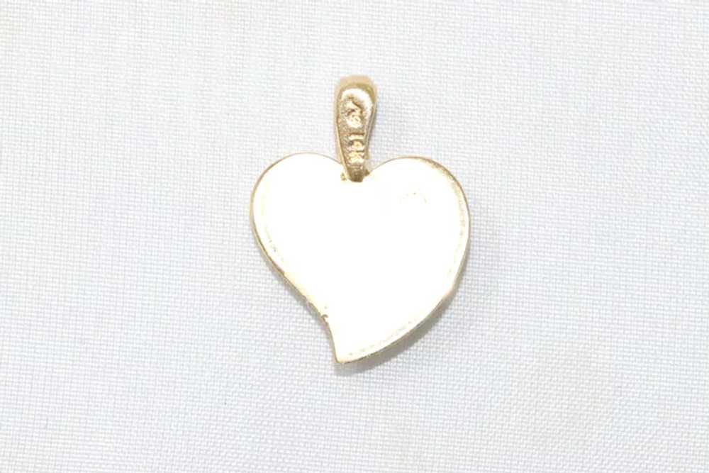 Vintage 14K Yellow Gold Puffy Leaf Heart Pendant - image 2