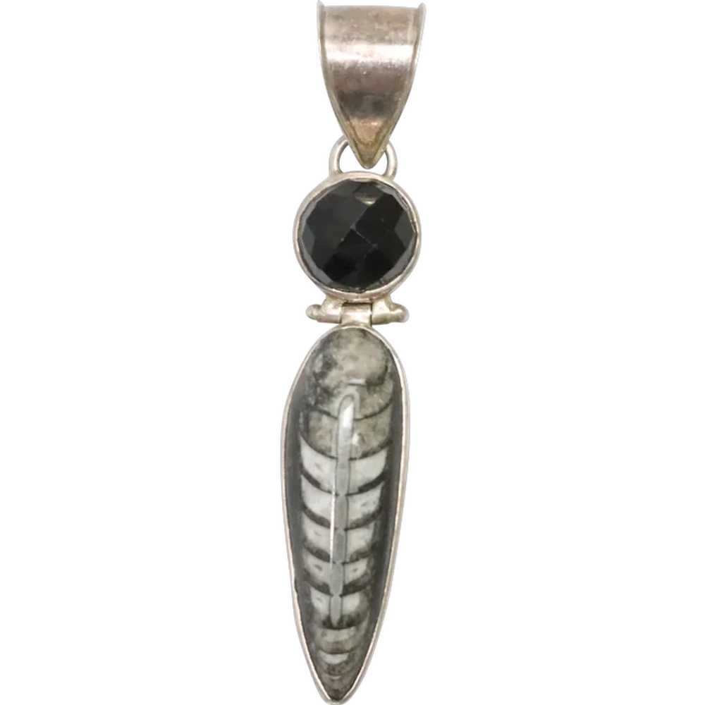 Vintage Sterling Silver Black Checkerboard Onyx P… - image 1