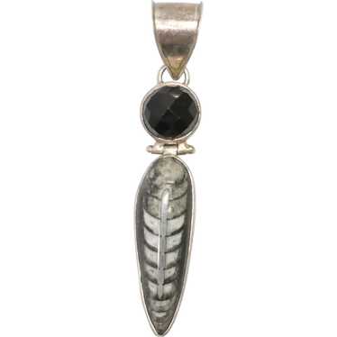 Vintage Sterling Silver Black Checkerboard Onyx P… - image 1