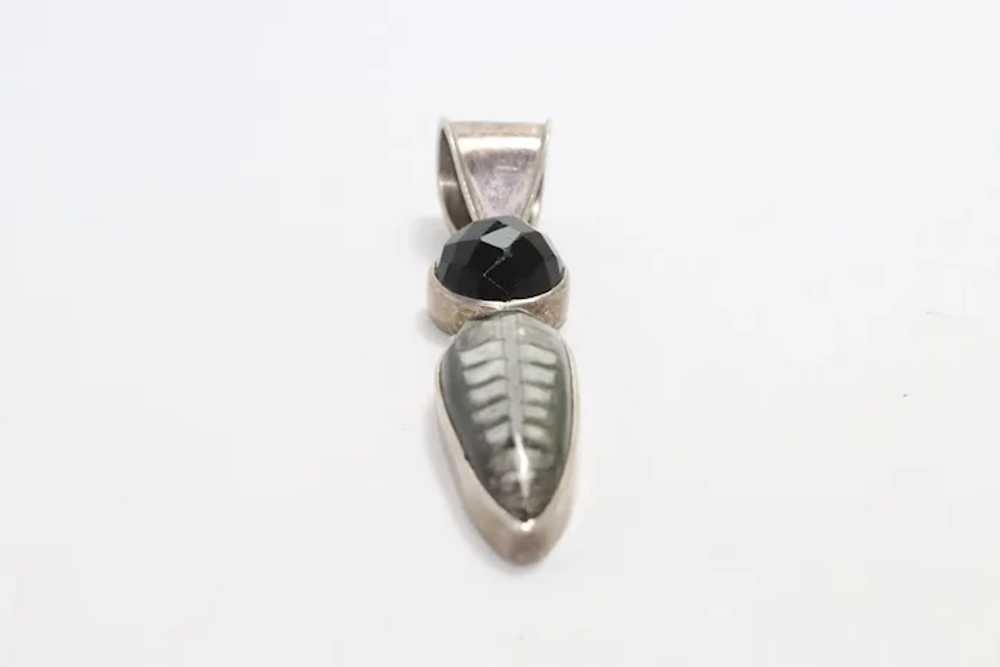 Vintage Sterling Silver Black Checkerboard Onyx P… - image 2