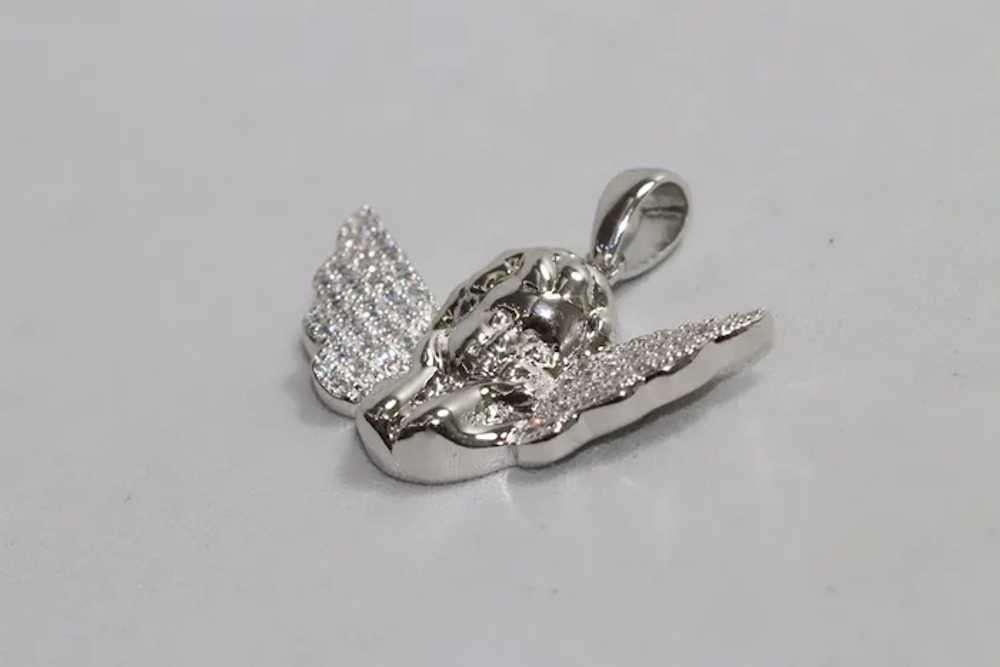 Sterling Silver Cubic Zirconia Angel Pendant - image 2