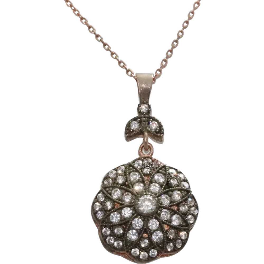 Vintage Sterling Silver Rose Gold Tone Necklace - image 1