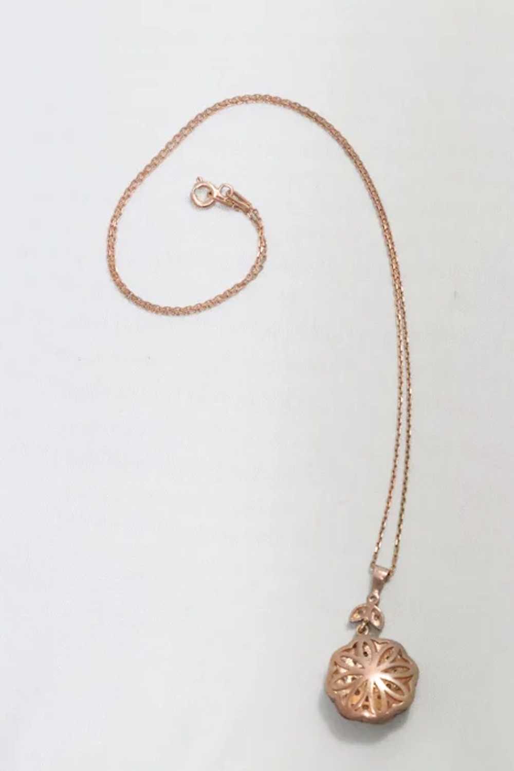 Vintage Sterling Silver Rose Gold Tone Necklace - image 4