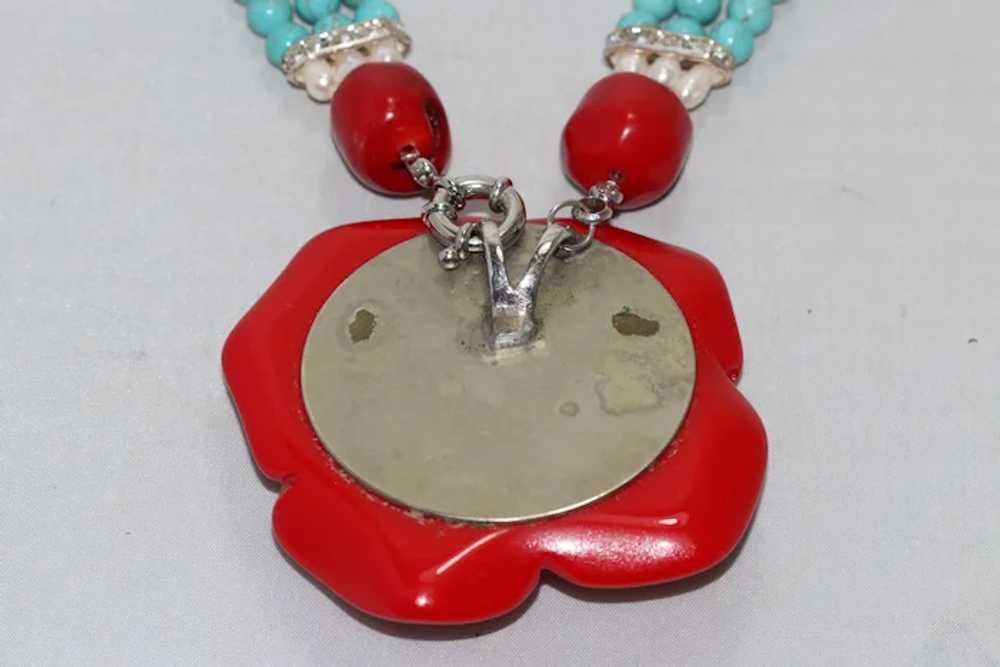 Vintage Multi-Gemstones Rose Necklace - image 4