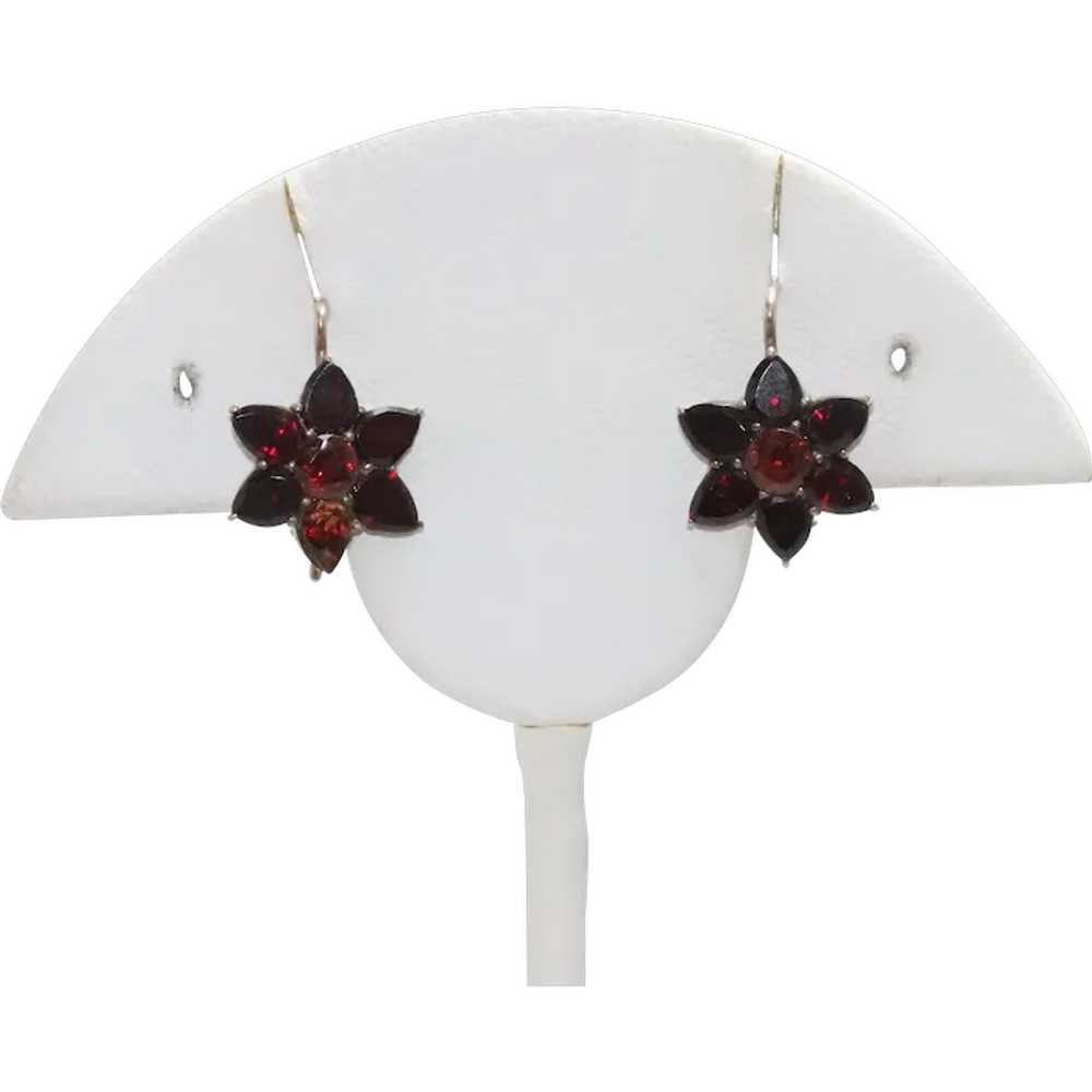 Vintage Sterling Silver 2.5 CT Star Garnet Earrin… - image 1