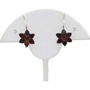 Vintage Sterling Silver 2.5 CT Star Garnet Earrin… - image 1