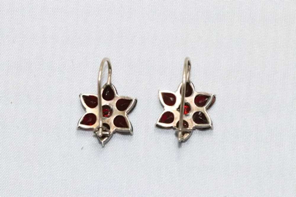 Vintage Sterling Silver 2.5 CT Star Garnet Earrin… - image 3