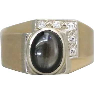 Vintage 14K Gold Star Sapphire .18CT Diamond Ring