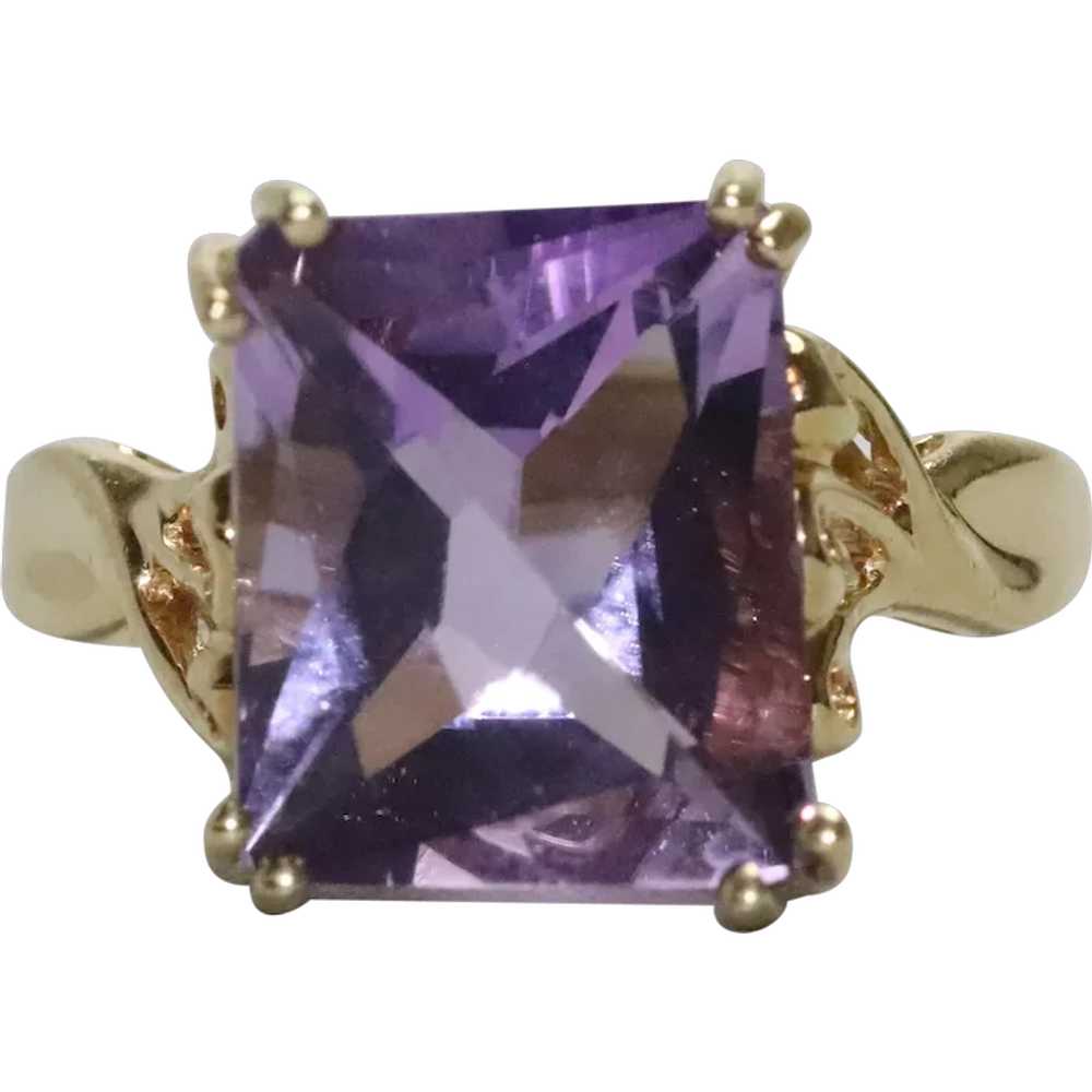 14KT Golden Ring With Purple Amethyst - image 1