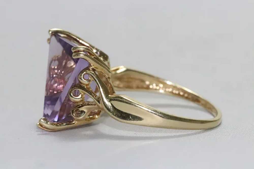 14KT Golden Ring With Purple Amethyst - image 3