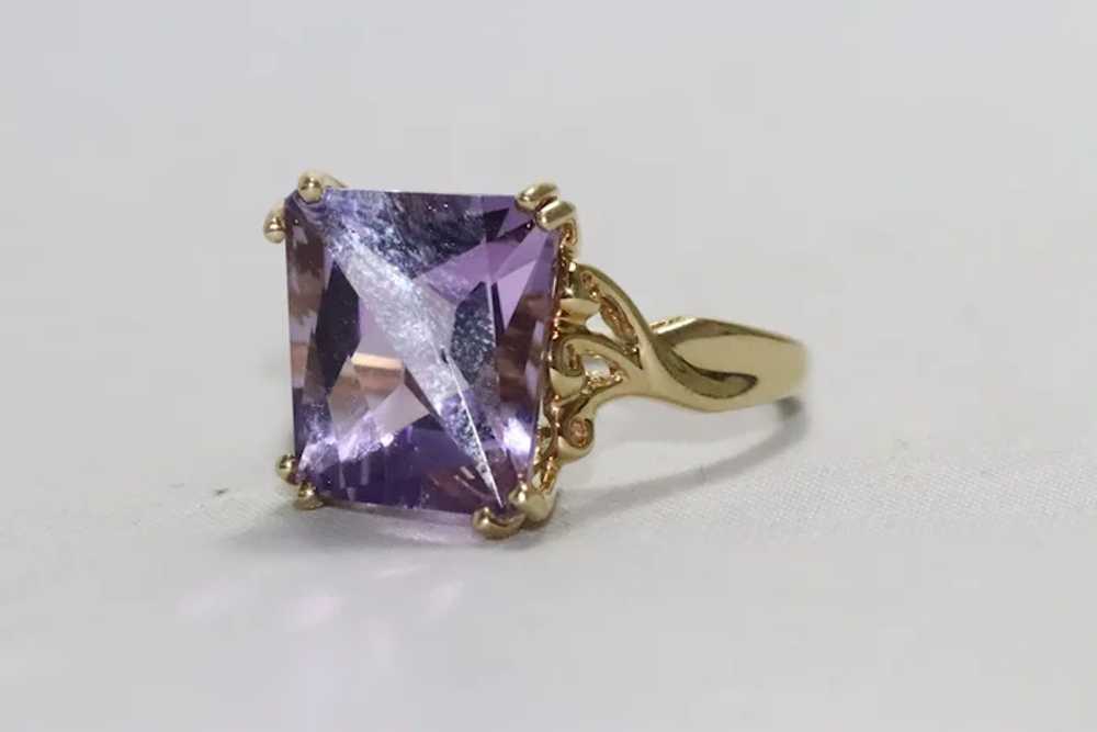 14KT Golden Ring With Purple Amethyst - image 4