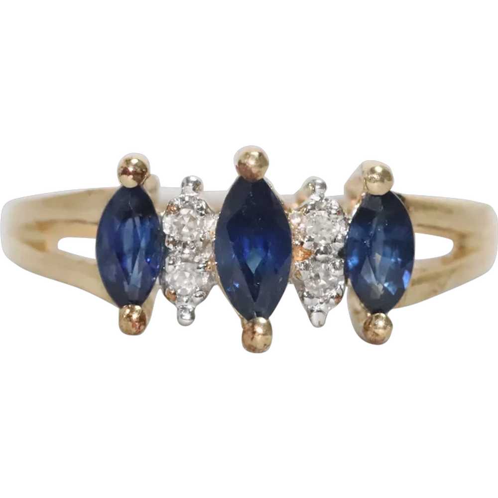 14KT Gold Marquise Sapphire Ring - image 1