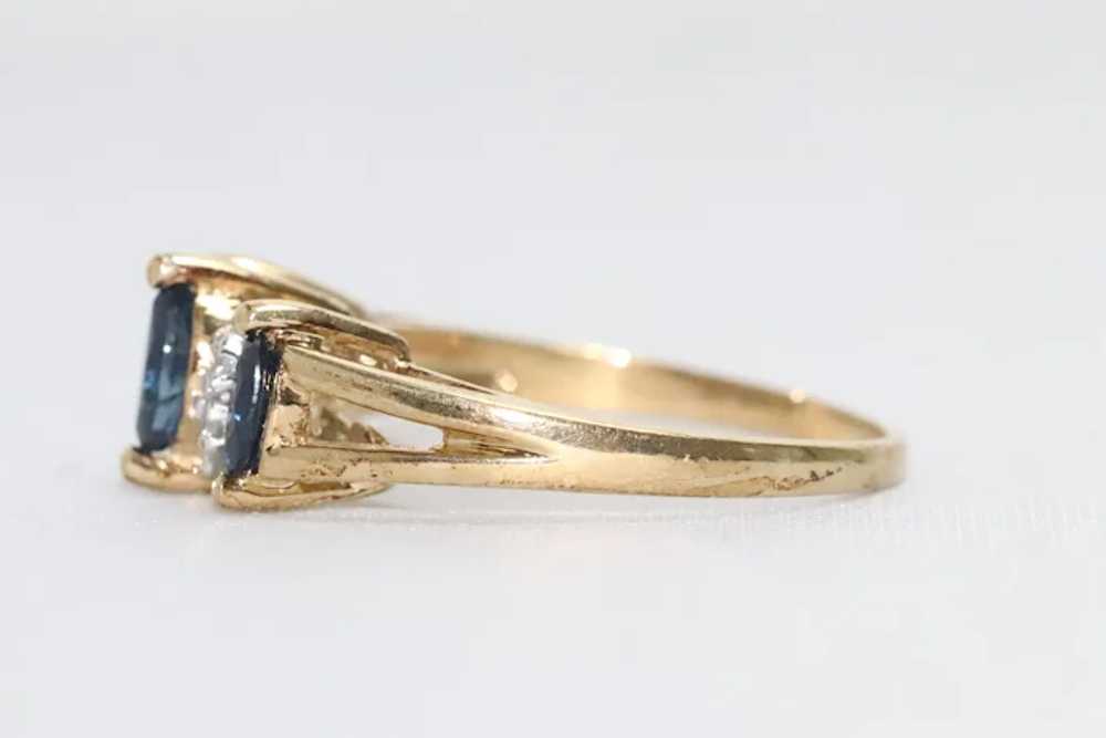 14KT Gold Marquise Sapphire Ring - image 2