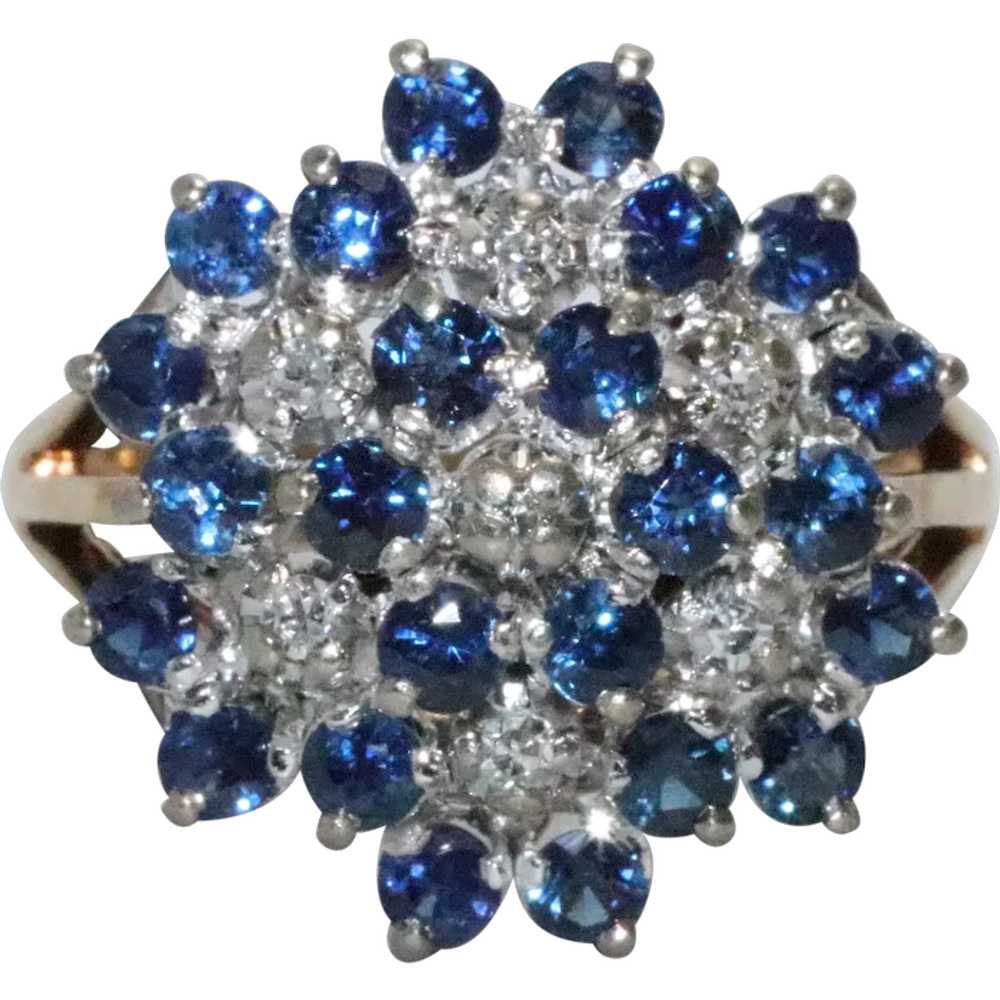 Vintage 14 KT Two Toned Gold Sapphire And Diamond… - image 1