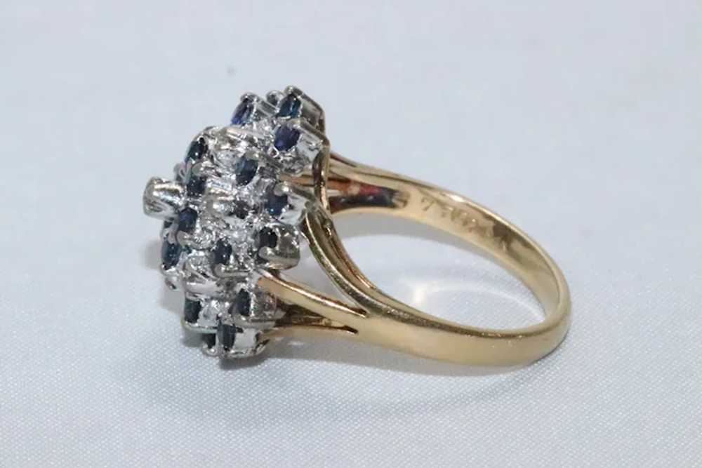 Vintage 14 KT Two Toned Gold Sapphire And Diamond… - image 2