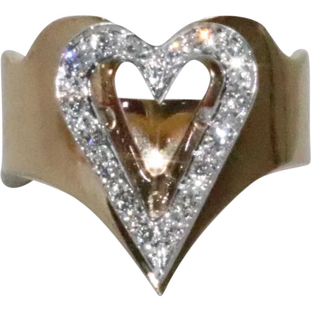 14 KT Two Tone Gold .42 CT Diamond Heart Ring - image 1