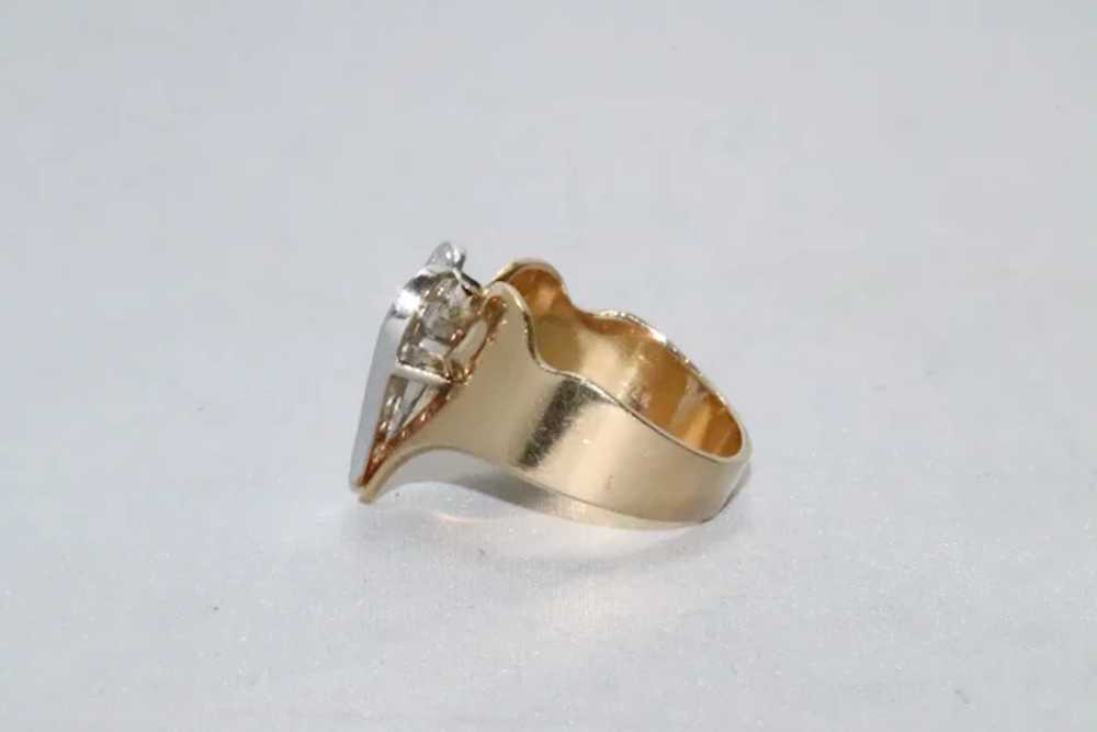 14 KT Two Tone Gold .42 CT Diamond Heart Ring - image 2