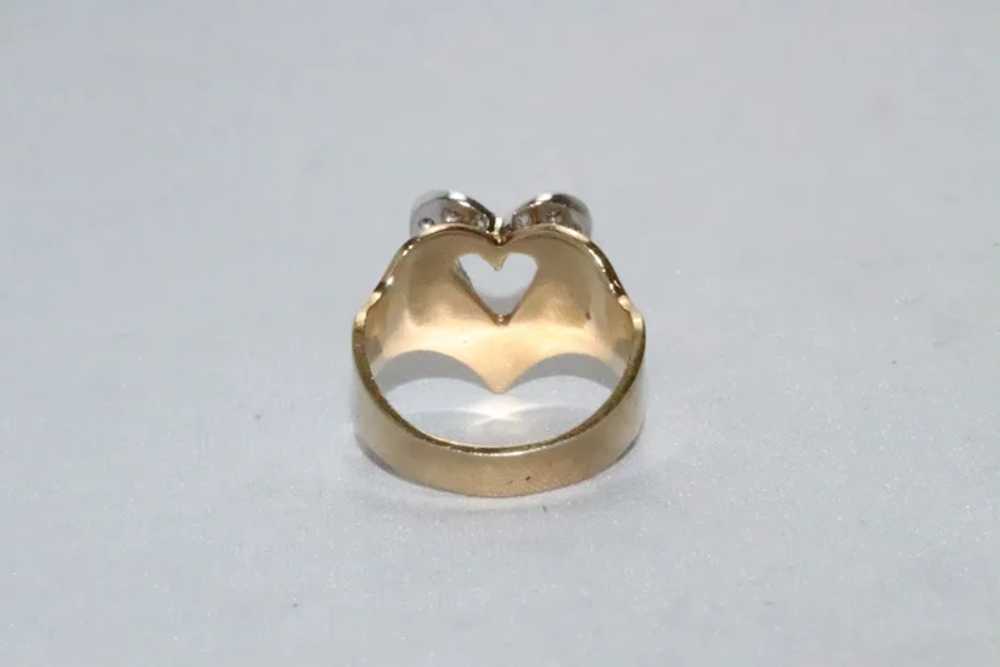 14 KT Two Tone Gold .42 CT Diamond Heart Ring - image 3