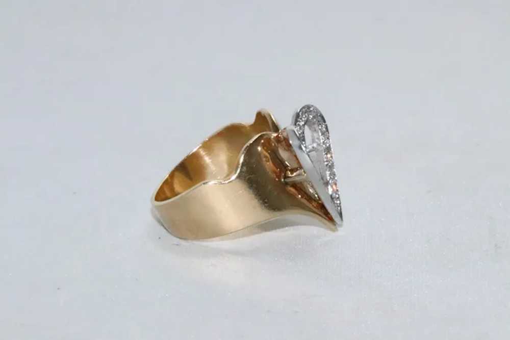 14 KT Two Tone Gold .42 CT Diamond Heart Ring - image 4