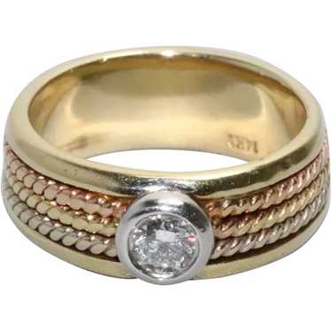 14KT Tri Tone Gold Diamond Ring