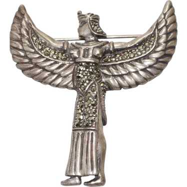 Vintage Sterling Silver Egyptian God Brooch - image 1