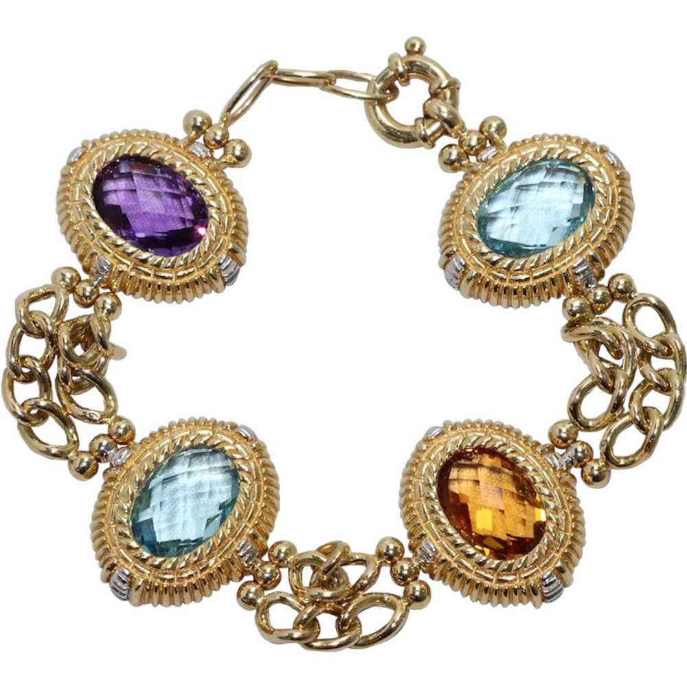 14KT Yellow Gold Multi Gemstone Bracelet - image 1