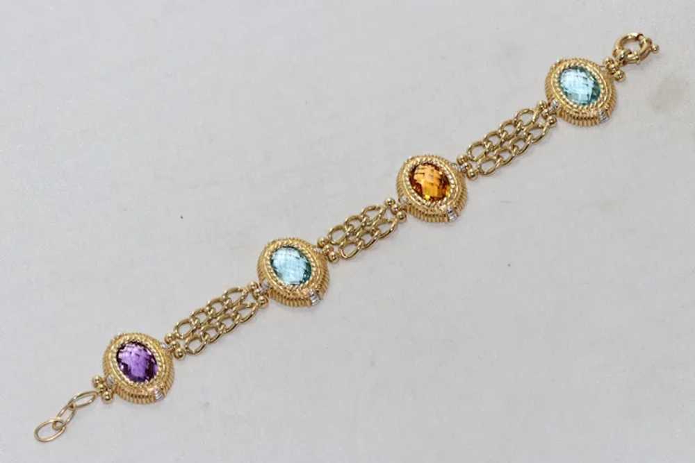 14KT Yellow Gold Multi Gemstone Bracelet - image 3