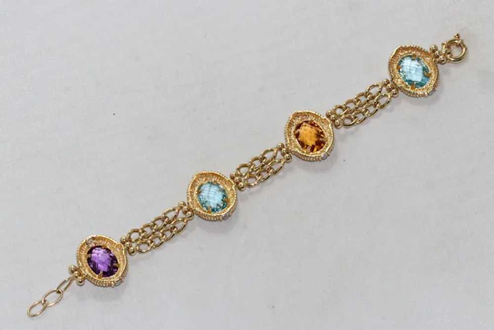 14KT Yellow Gold Multi Gemstone Bracelet - image 4