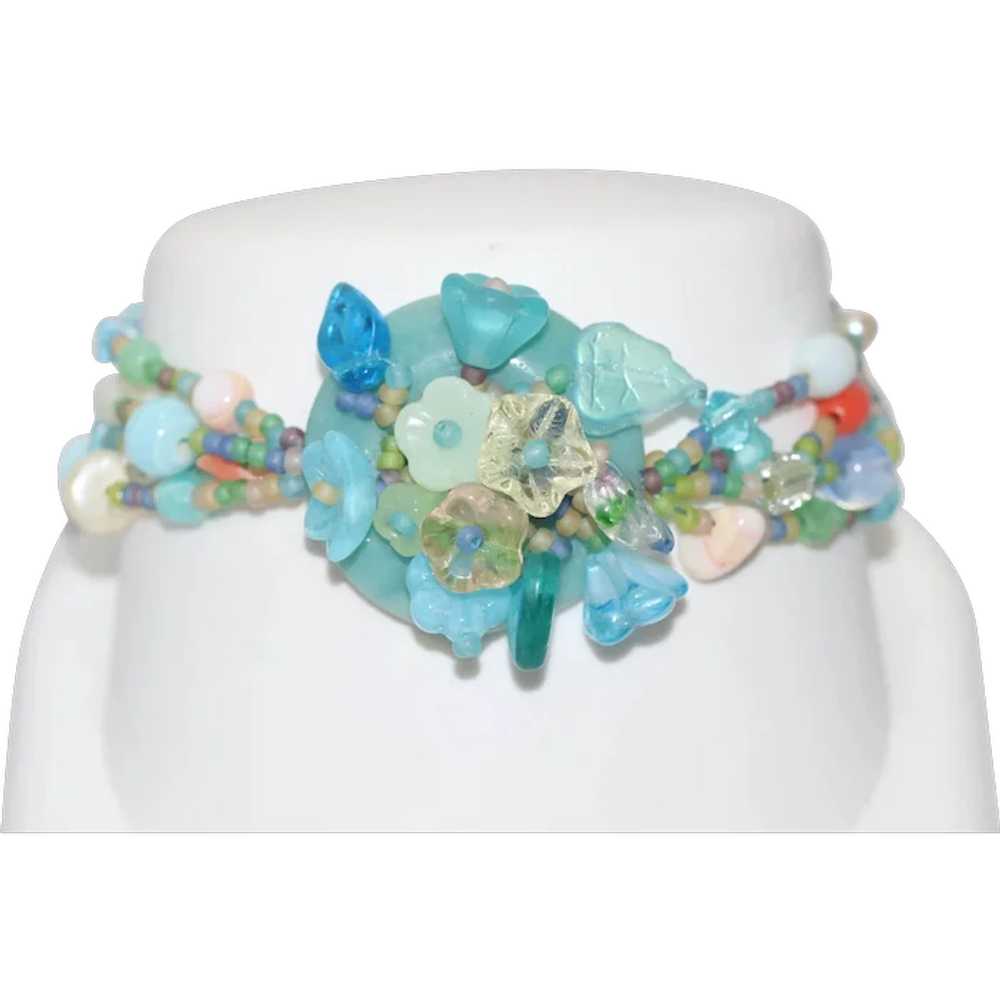 Multi-Gemstones Handmade Flower Bracelet - image 1