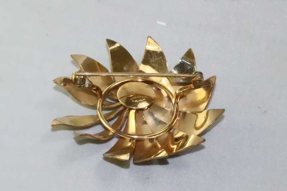 Vintage 12KT Gold Filled Pearl Flower Brooch - image 3