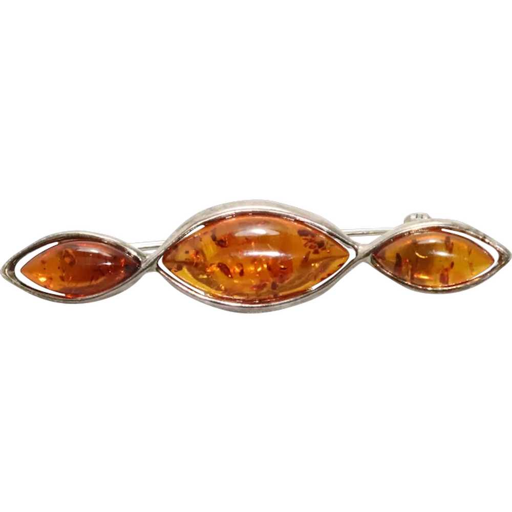 Sterling Silver Baltic Amber Brooch - image 1